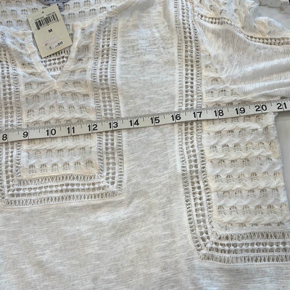 Lucky Brand White Peasant blouse. Size M. Tie waist. Open Embroidery - Picture 12 of 13